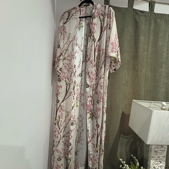 SHEIN Floral Kimono Jacket - Pink and Green - Picture 1 of 3